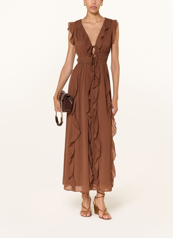MRS & HUGS Dress with flounces BROWN