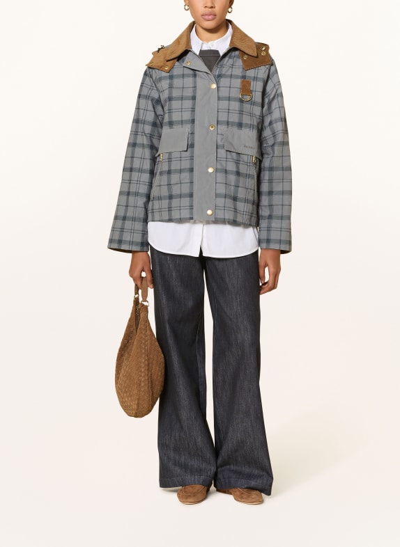 Barbour CARNFORTH jacket with detachable hood BLUE GRAY / BROWN / DARK BLUE