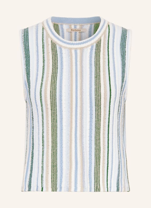 Barbour Pletený top JOSIE MODRÁ / PETROLEJOVÁ / BÍLÁ