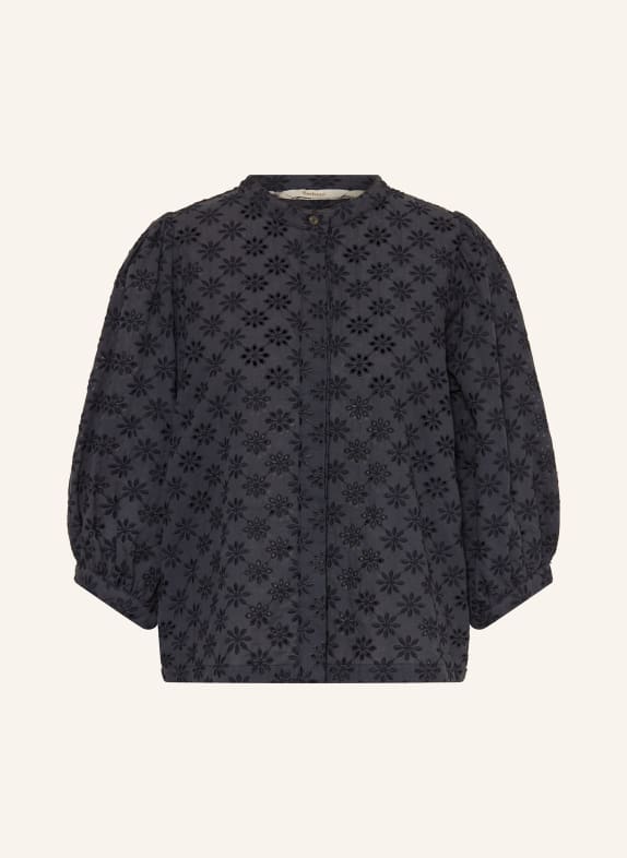 Barbour Bluzka LAYLA z koronki ażurowej z rękawami 3/4 GRANATOWY