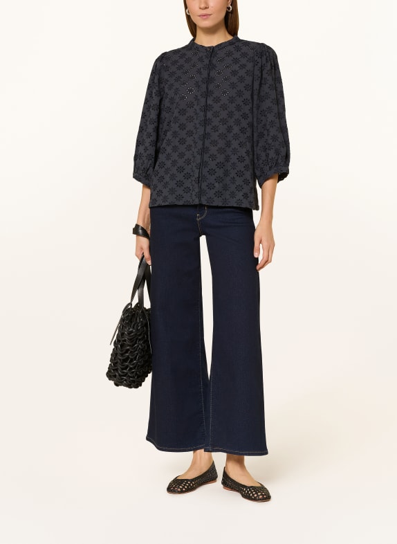 Barbour Blouse LAYLA van opengewerkte kant met 3/4-mouwen DONKERBLAUW