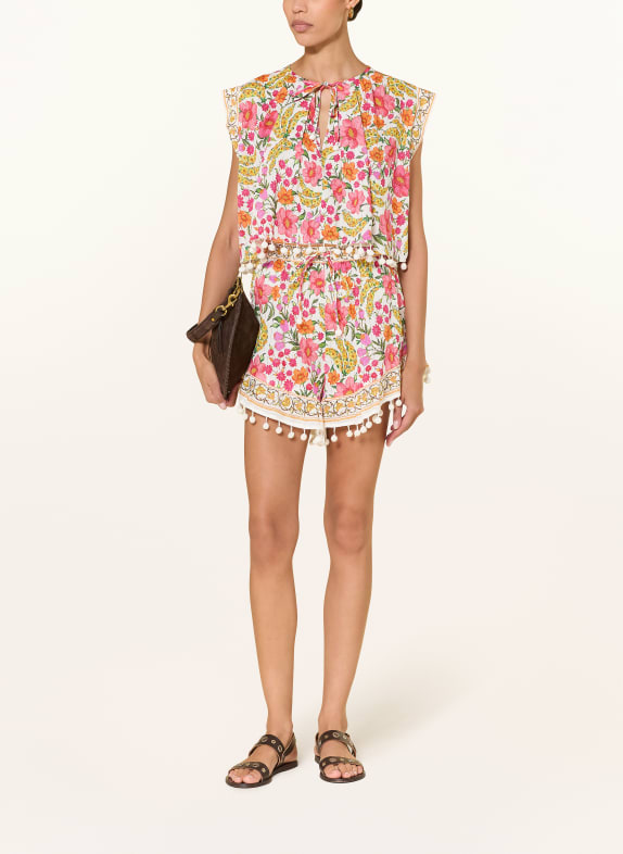 FARM RIO Shorts BANANA ECRU / HELLROT / ORANGE