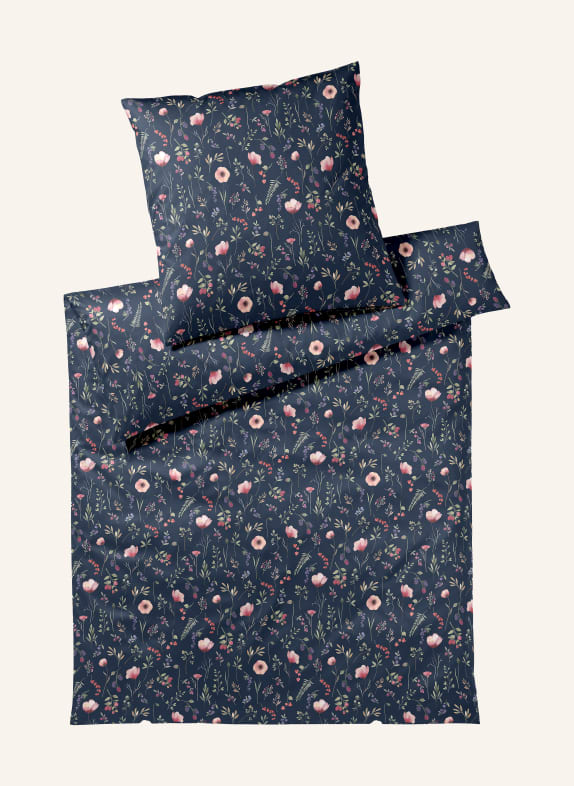elegante Bettwäsche SORBET DUNKELBLAU / ROSÉ / HELLGRÜN
