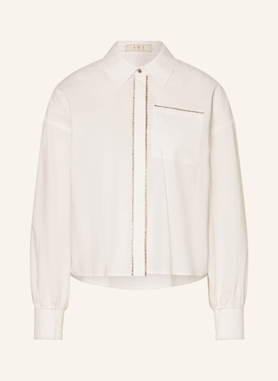 IVI collection Hemdbluse mit Schmucksteinen WEISS