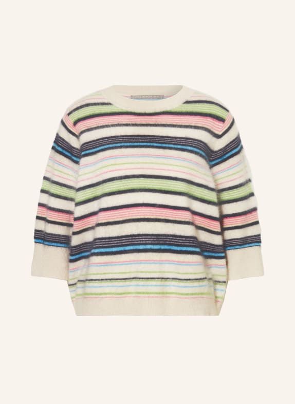 (THE MERCER) N.Y. Cashmere-Pullover mit 3/4-Arm CREME / PINK / SCHWARZ