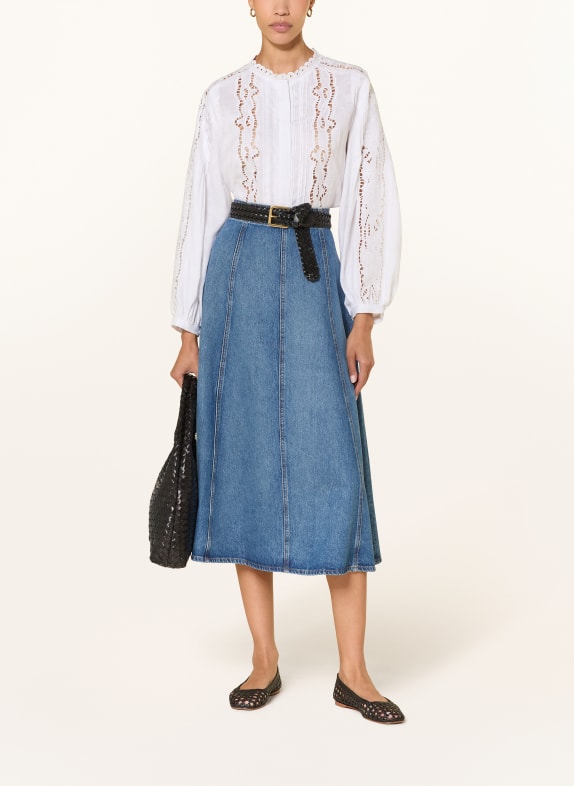 (THE MERCER) N.Y. Linnen blouse met opengewerkte kant WIT