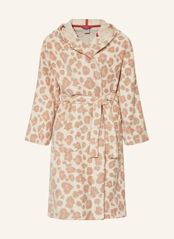 Sanetta Bademantel mit Kapuze CREME / HELLBRAUN / LACHS