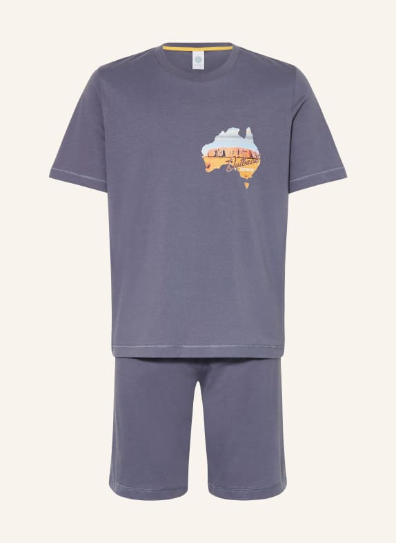 Sanetta Shorty-pyjama BLAUWGRIJS / ORANJE