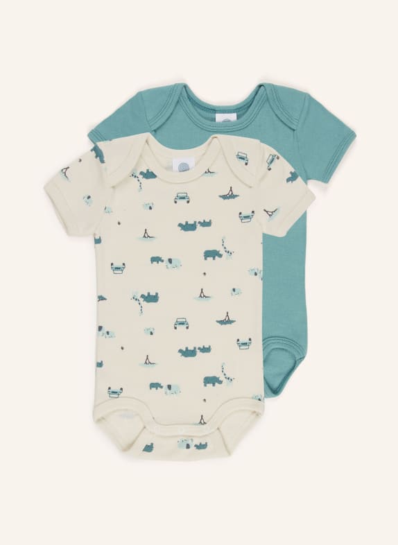 Sanetta 2er-Pack Bodies CREME / GRÜN