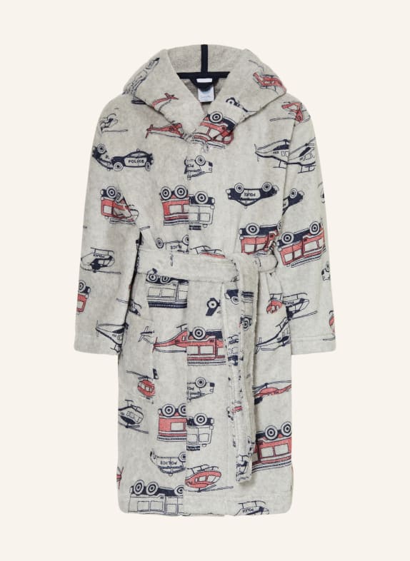 Sanetta hooded bathrobe GRAY / RED / BLACK