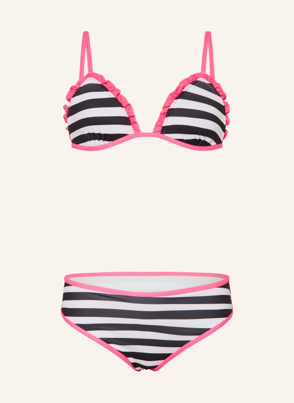 Sanetta Bikini triangle avec protection UV 50+ NOIR / ROSE FLUO / BLANC