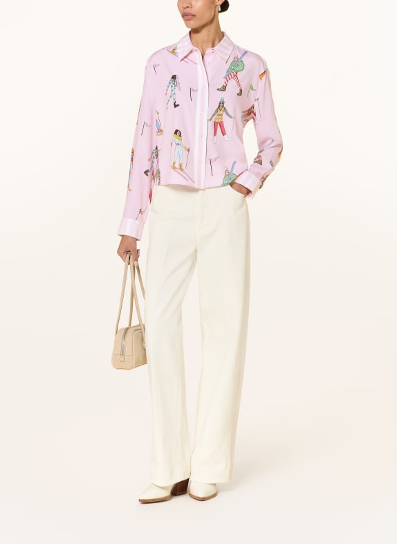 HERZEN'S ANGELEGENHEIT Zijden overhemdblouse ROZE / ROOD / LICHTBLAUW