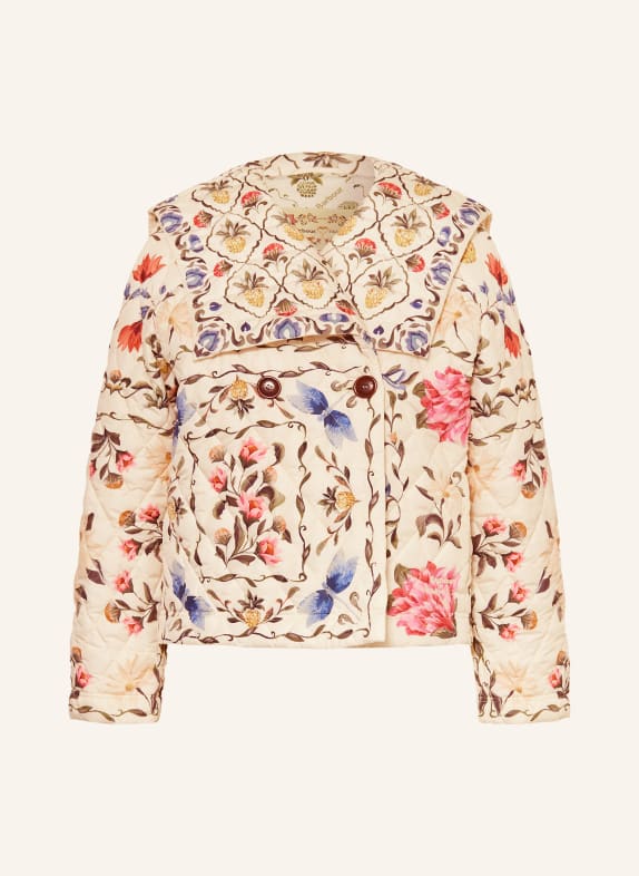 Barbour AZELIA Quilted Jacket ECRU / PINK / DARK GREEN