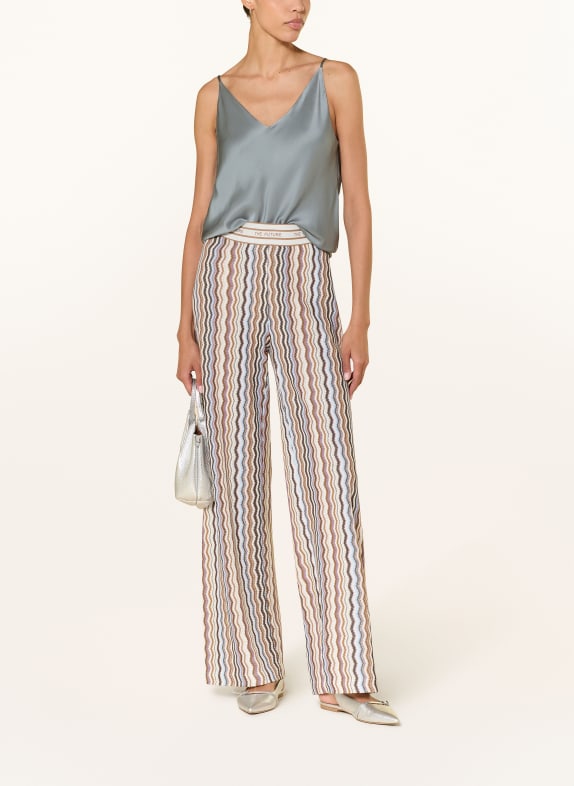 CAMBIO Broek ALLISON met glittergaren WIT / BRUIN / LICHTPAARS