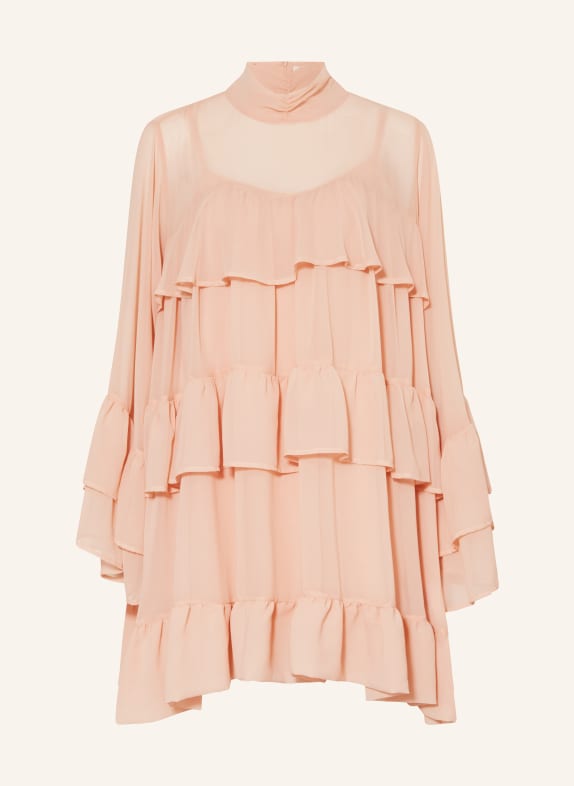 GESTUZ Šaty GZCHIFFANY s volány RŮŽOVÁ