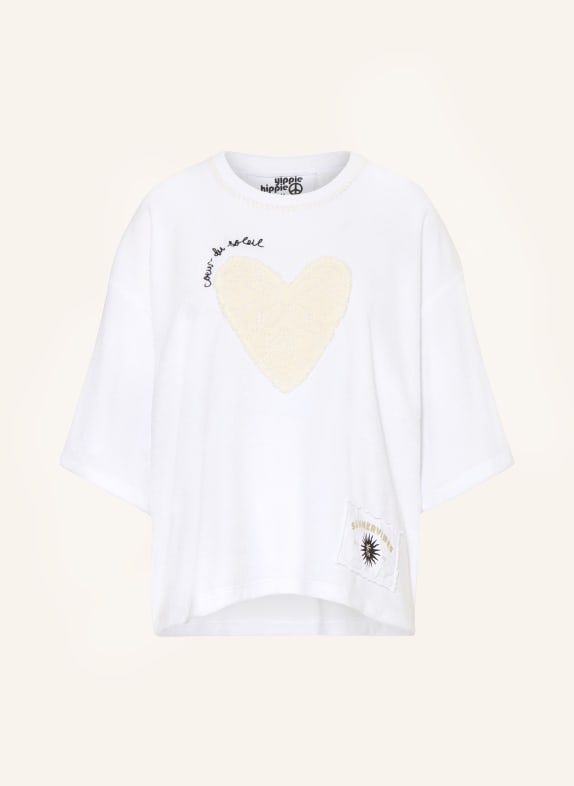 yippie hippie T-Shirt aus Frottee WEISS / BEIGE