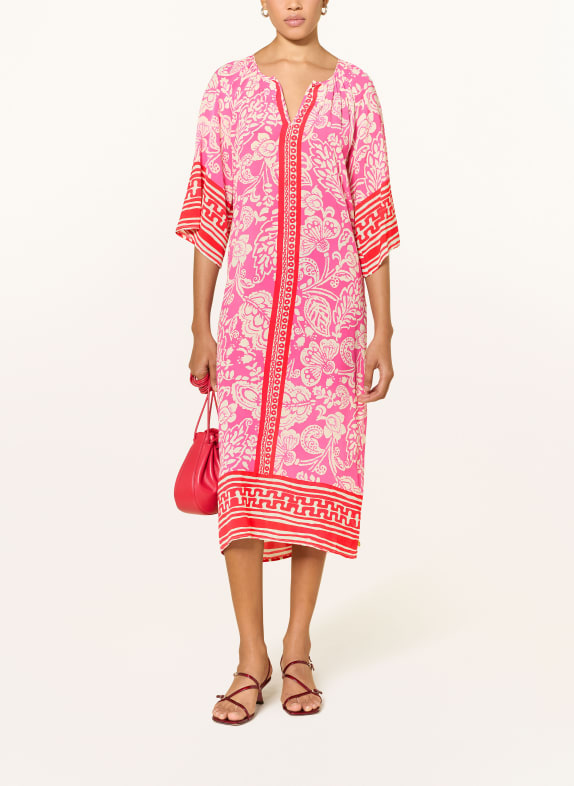 yippie hippie Kleid mit 3/4-Arm PINK / WEISS