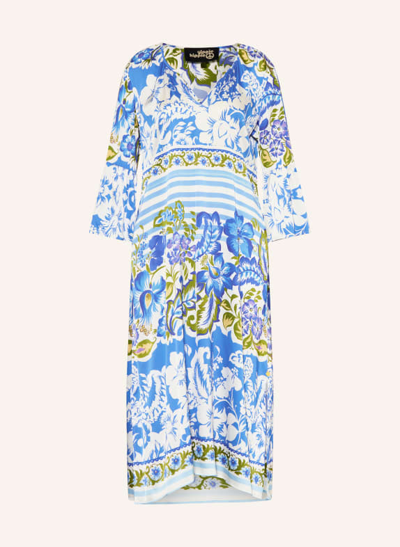 yippie hippie Satinkleid mit 3/4-Arm HELLBLAU / OLIV / WEISS