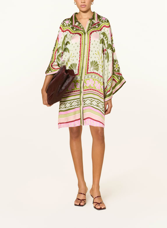 yippie hippie Hemdblusenkleid HELLGRÜN / ROSA / KHAKI