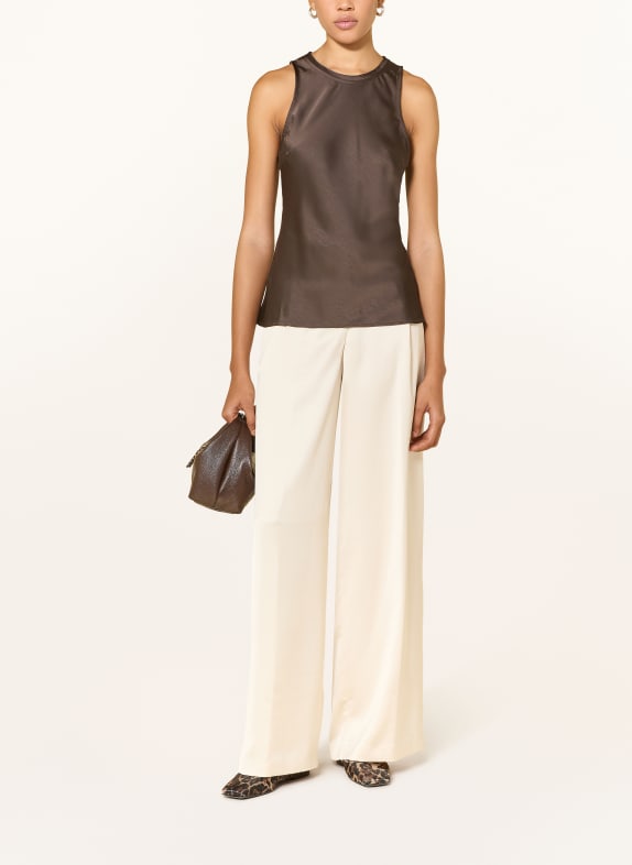 NEO NOIR Blouse CELINA en satin MARRON FONCÉ