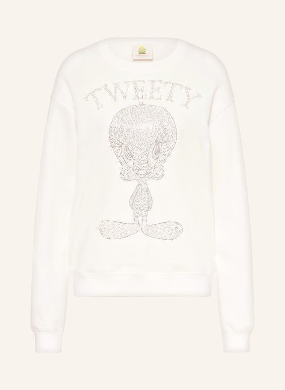 Princess GOES HOLLYWOOD Sweatshirt TWEETY mit Schmucksteinen WEISS / SILBER