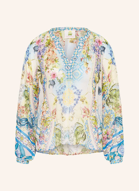 Princess GOES HOLLYWOOD Hedvábná halenka TYRKYSOVÁ / TMAVĚ ŽLUTÁ / MODRÁ