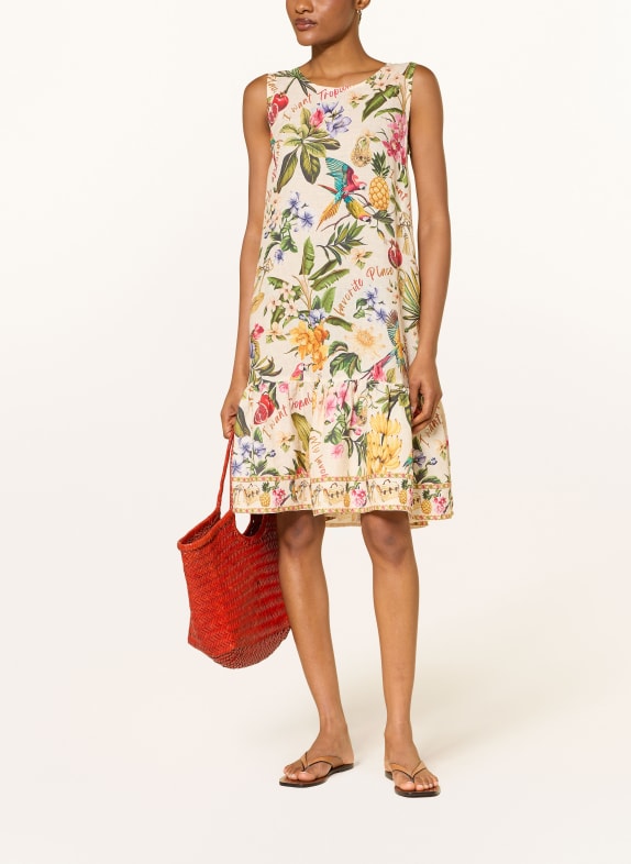 Princess GOES HOLLYWOOD Leinenkleid CREME / LILA / GRÜN