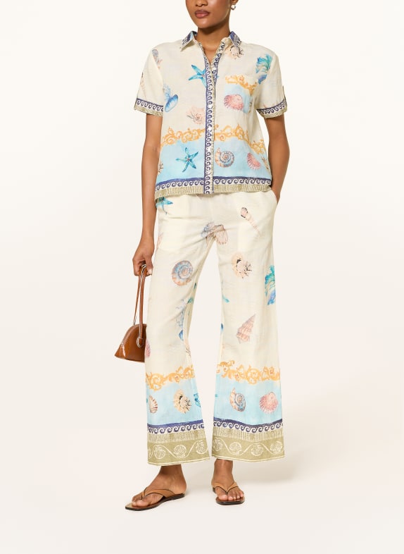 Princess GOES HOLLYWOOD linnen broek ECRU / DONKERGEEL / TURQUOISE