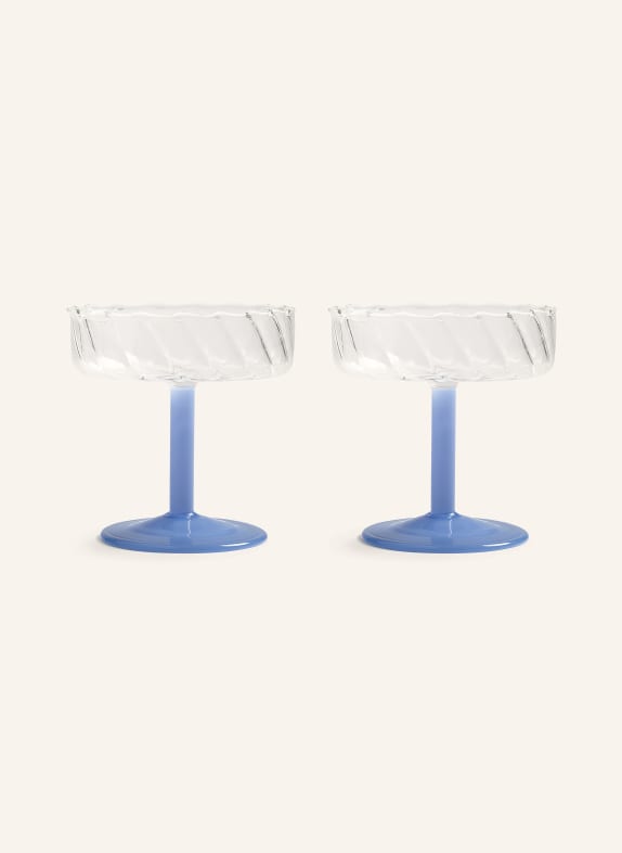 &k amsterdam Zestaw 2 kieliszków do szampana TWIRL BIAŁY / NIEBIESKI