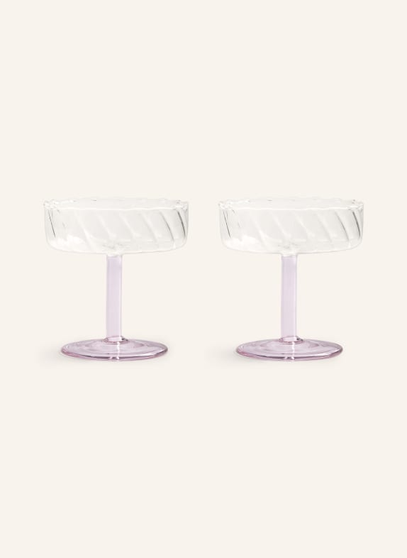 &k amsterdam Zestaw 2 kieliszków do szampana TWIRL BIAŁY / RÓŻOWY