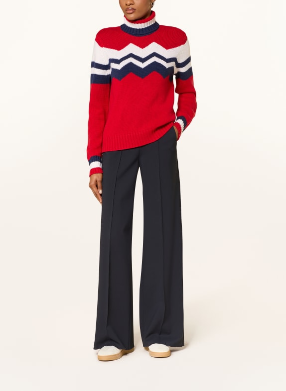 lilienfels Trui met col van merinowol ROOD / DONKERBLAUW / WIT