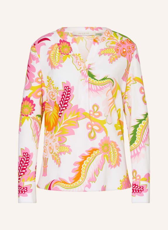 HERZENS Bluzka z jedwabiu BIAŁY / RÓŻOWY / ŻÓŁTY