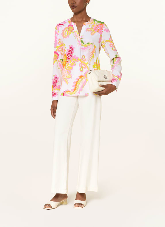 HERZENS Zijden blouse WIT / ROZE / GEEL