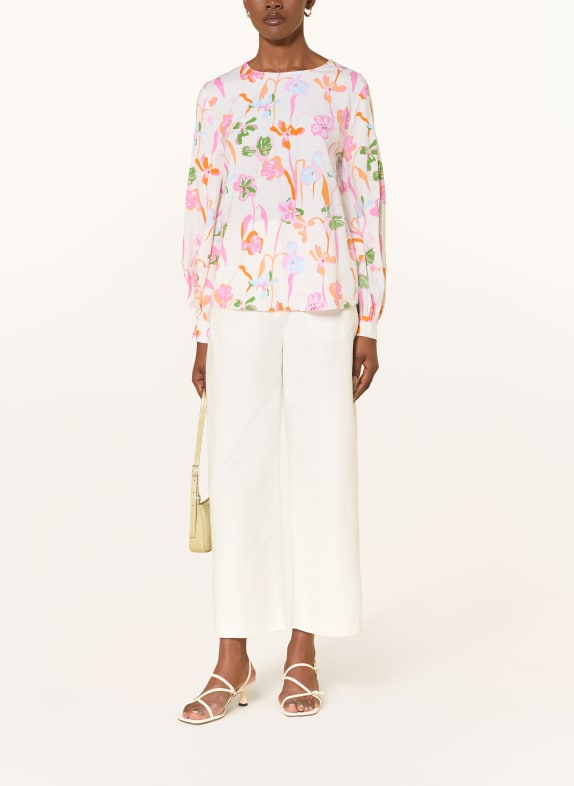 HERZENS Zijden blouse WIT / ROZE / LICHTBLAUW