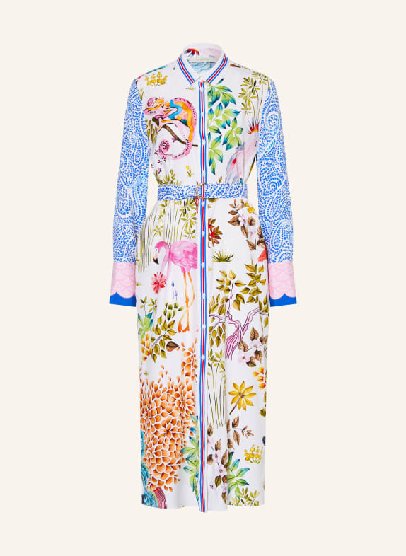 HERZENS Sukienka koszulowa z jedwabiu BIAŁY / MOCNORÓŻOWY / NIEBIESKI