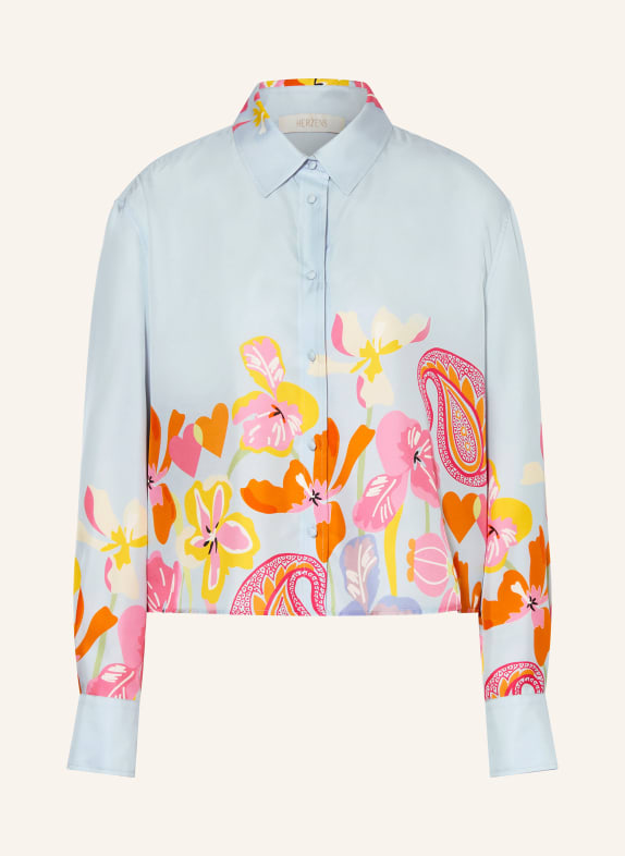 HERZENS tonal-stripes short-sleeve shirt LIGHT BLUE / PINK / ORANGE