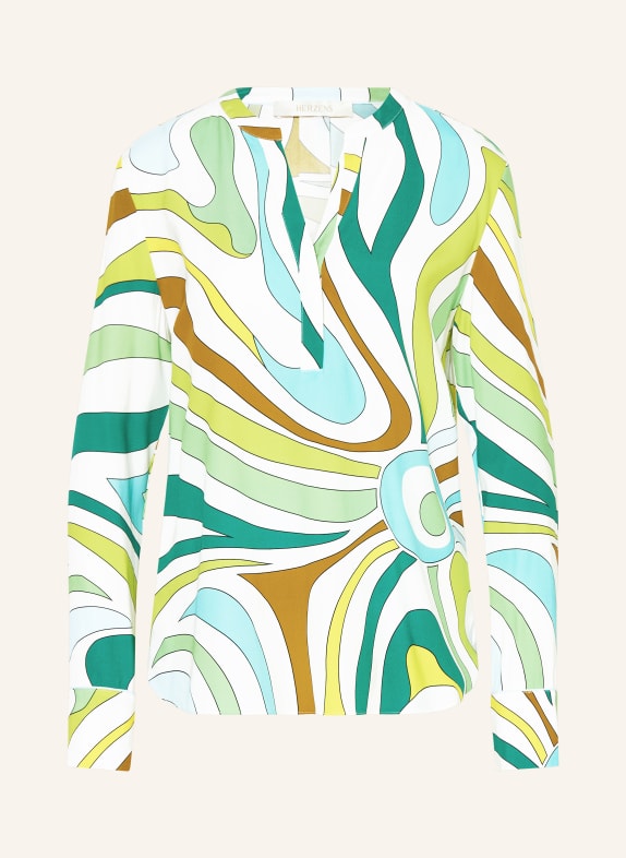 HERZENS Blusenshirt aus Seide WEISS / GELB / GRÜN