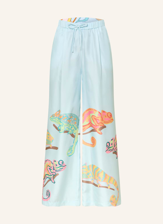 HERZENS Marlenehose aus Seide HELLBLAU / ROSA / ORANGE