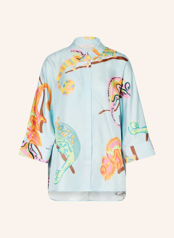 HERZENS Jedwabna bluzka z rękawami 3/4 JASNONIEBIESKI / POMARAŃCZOWY / ŻÓŁTY