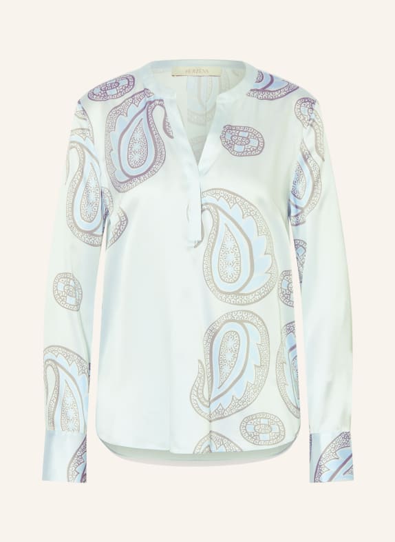 HERZENS Silk blouse shirt LIGHT BLUE / GRAY