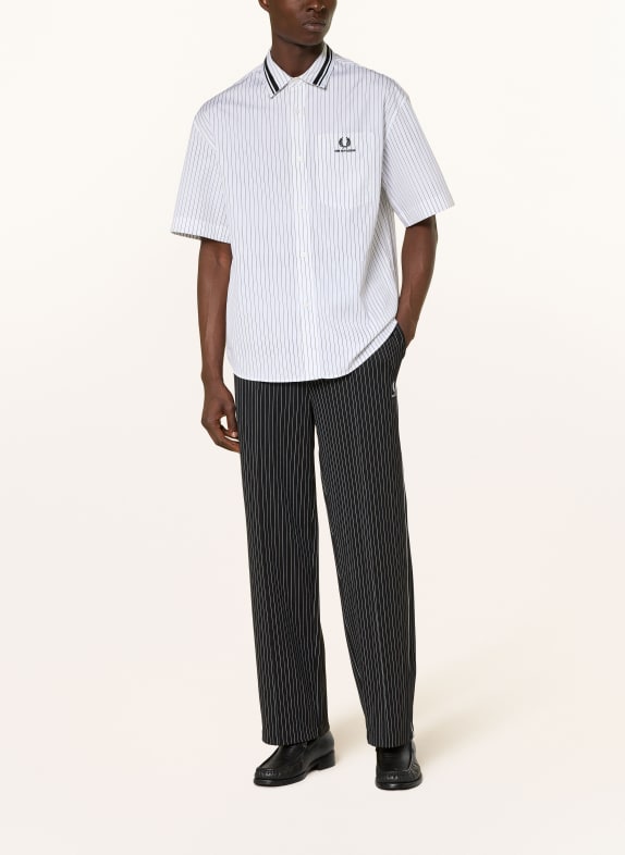 FRED PERRY Korte mouwen overhemd Comfort Fit WIT / ZWART