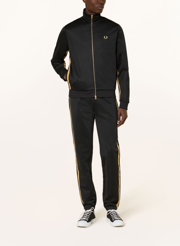 FRED PERRY sweatjack ZWART / DONKERGEEL / WIT