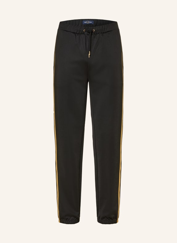 FRED PERRY Kalhoty ve stylu joggingových kalhot Regular Fit s pruhy Galon ČERNÁ