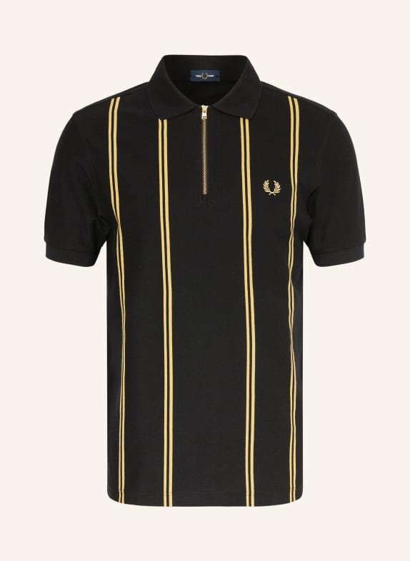 FRED PERRY Piqué-Poloshirt SCHWARZ / HELLGELB