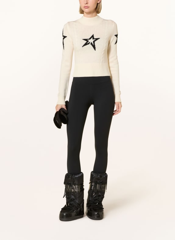 PERFECT MOMENT Pullover CABLE aus Merinowolle CREME / SCHWARZ