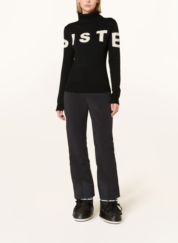 PERFECT MOMENT Pullover PISTE aus Merinowolle SCHWARZ / WEISS