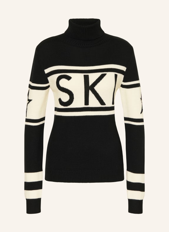 PERFECT MOMENT Pullover SCHILD aus Merinowolle SCHWARZ / WEISS