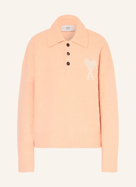 AMI PARIS Pullover mit Alpaka LACHS / WEISS