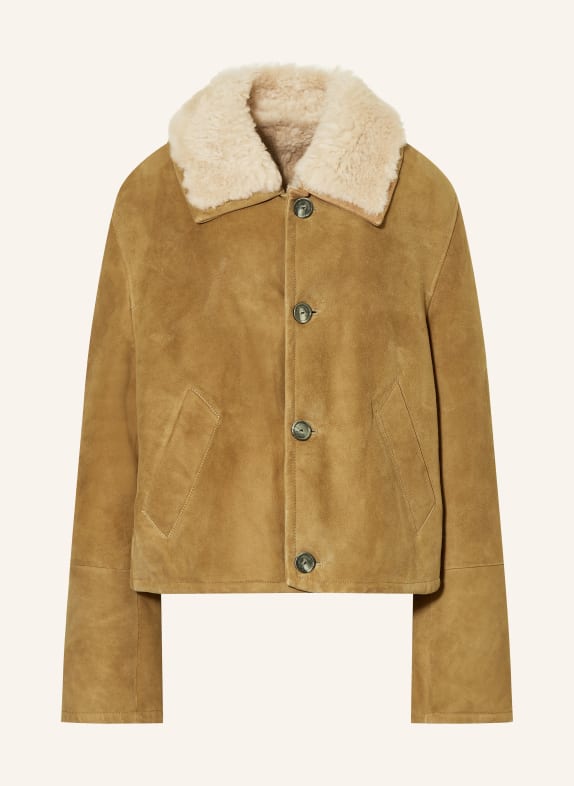 AMI PARIS Lederjacke CAMEL / CREME