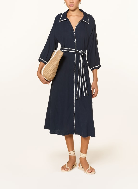 Part Two Hemdblusenkleid SICILIASPW mit Leinen DUNKELBLAU / ECRU